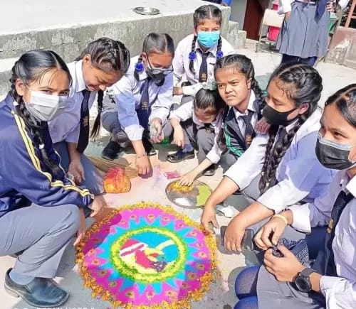 Rangoli by students